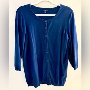 Talbots Size 0X Deep Navy 3/4 Sleeve Knit Cardigan
